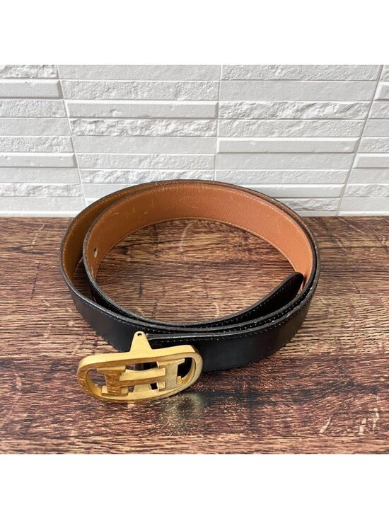 Hermes Leather Buckle Gold Belt Black Brown main image 6
